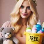 Mom getting free baby items.
