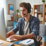 A collection of productivity tools for remote work, including a laptop, headphones, and a planner, designed to improve efficiency while working from home.