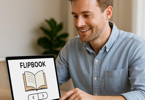 Person reading the Free Ways to Make Money While You Sleep Flipbook on a tablet, exploring money-saving tips.