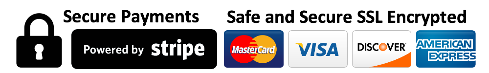 Secure Payment with Stripe - Visa, MasterCard, Discover, American Express accepted