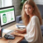 Woman using YesFreeMoney.com's Free Time Savings Calculator on computer