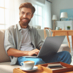 A man is happy to find a legitimate way to make money from home.